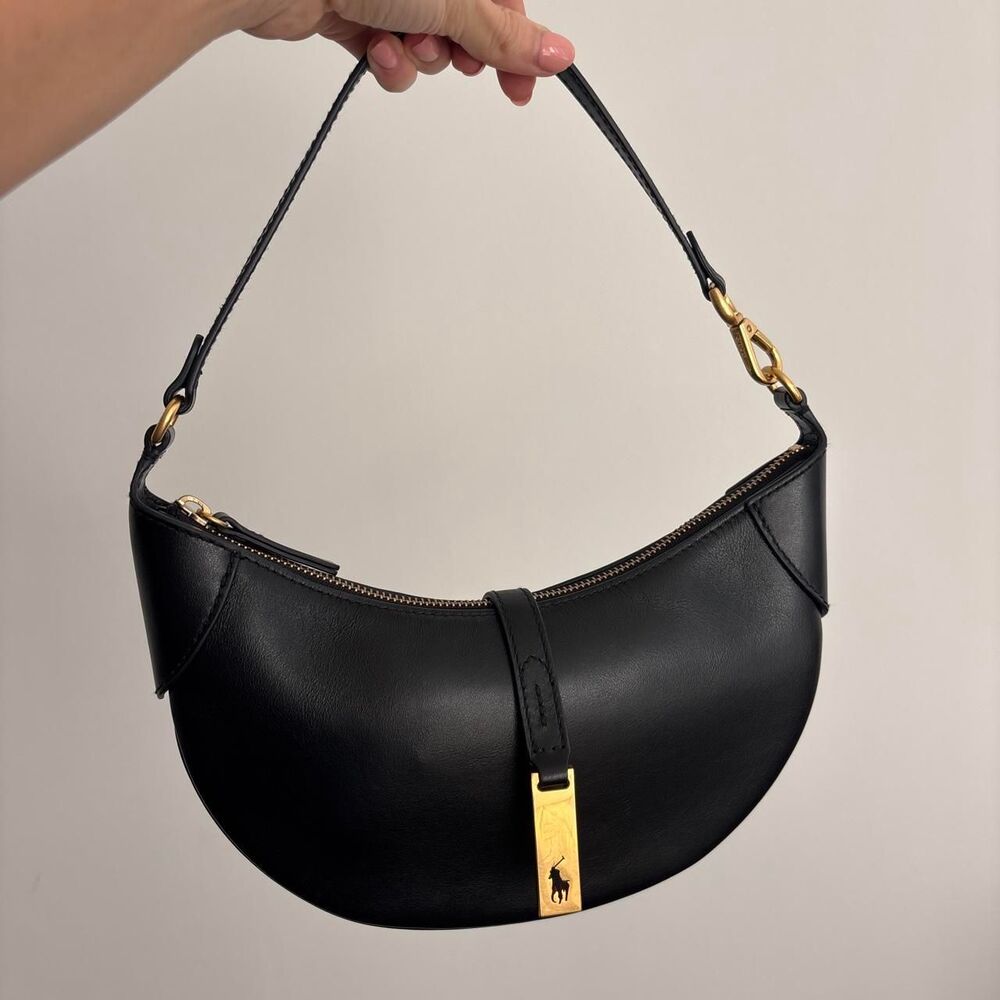 Polo Ralph Lauren ID Mini Shoulder Bag in black leather